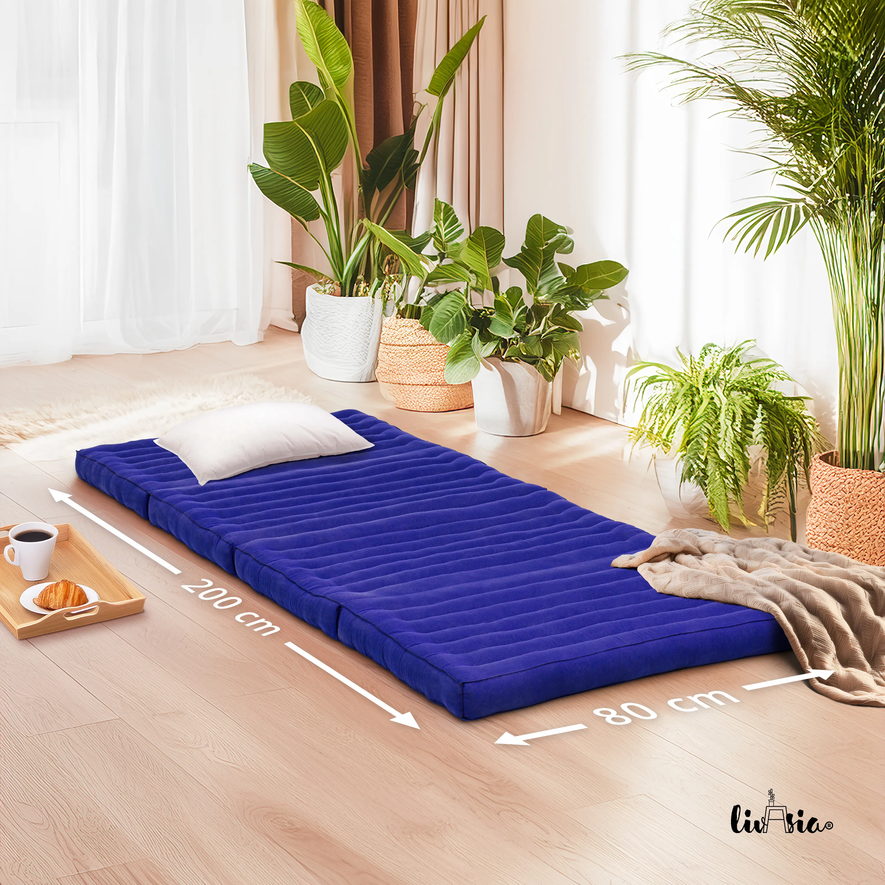 Materac składany z kapokiem, 80 cm szer., Basic