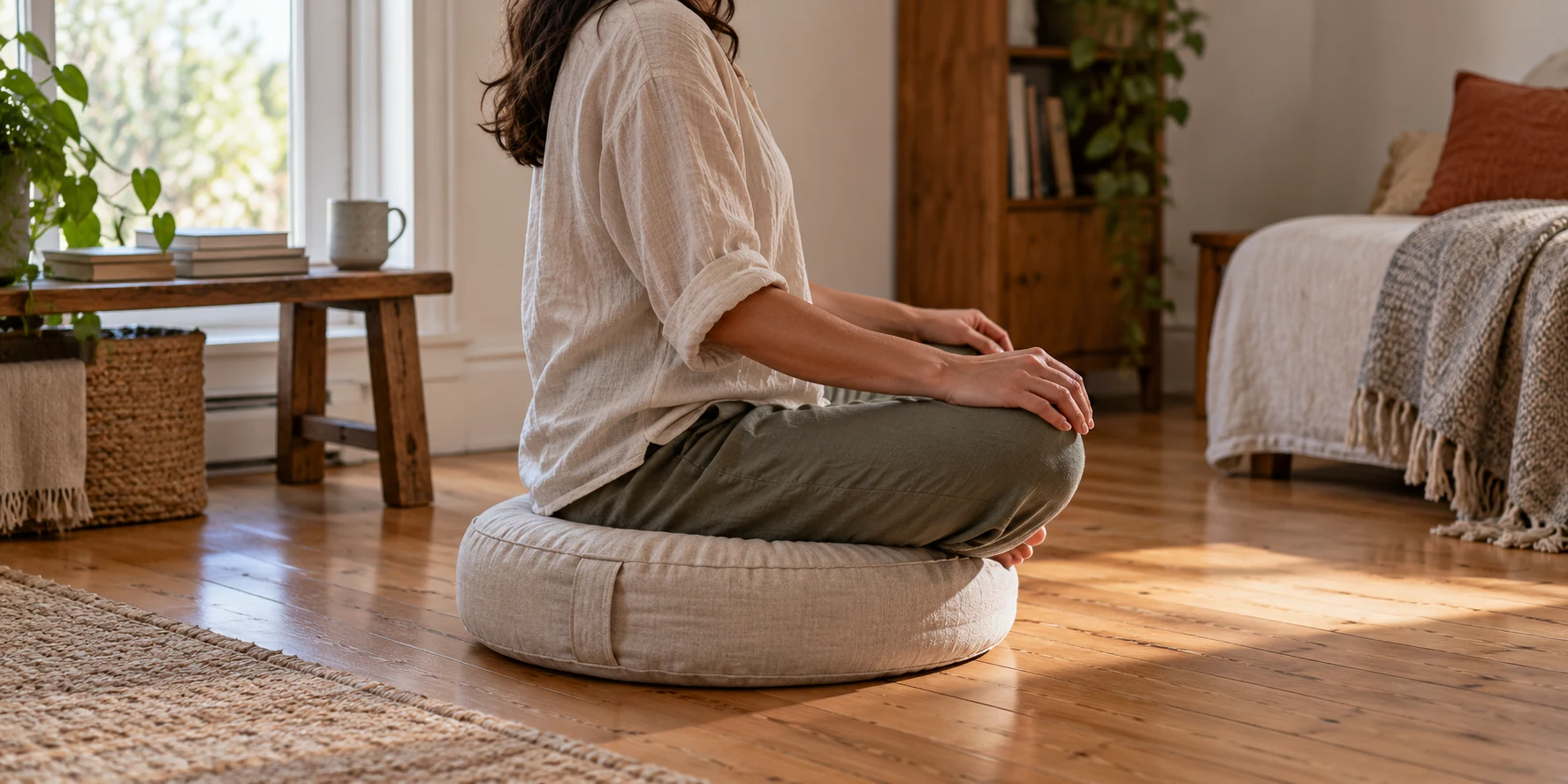 Yogakissen richtig benutzen: So sitzt du bequem bei Yoga und Meditation