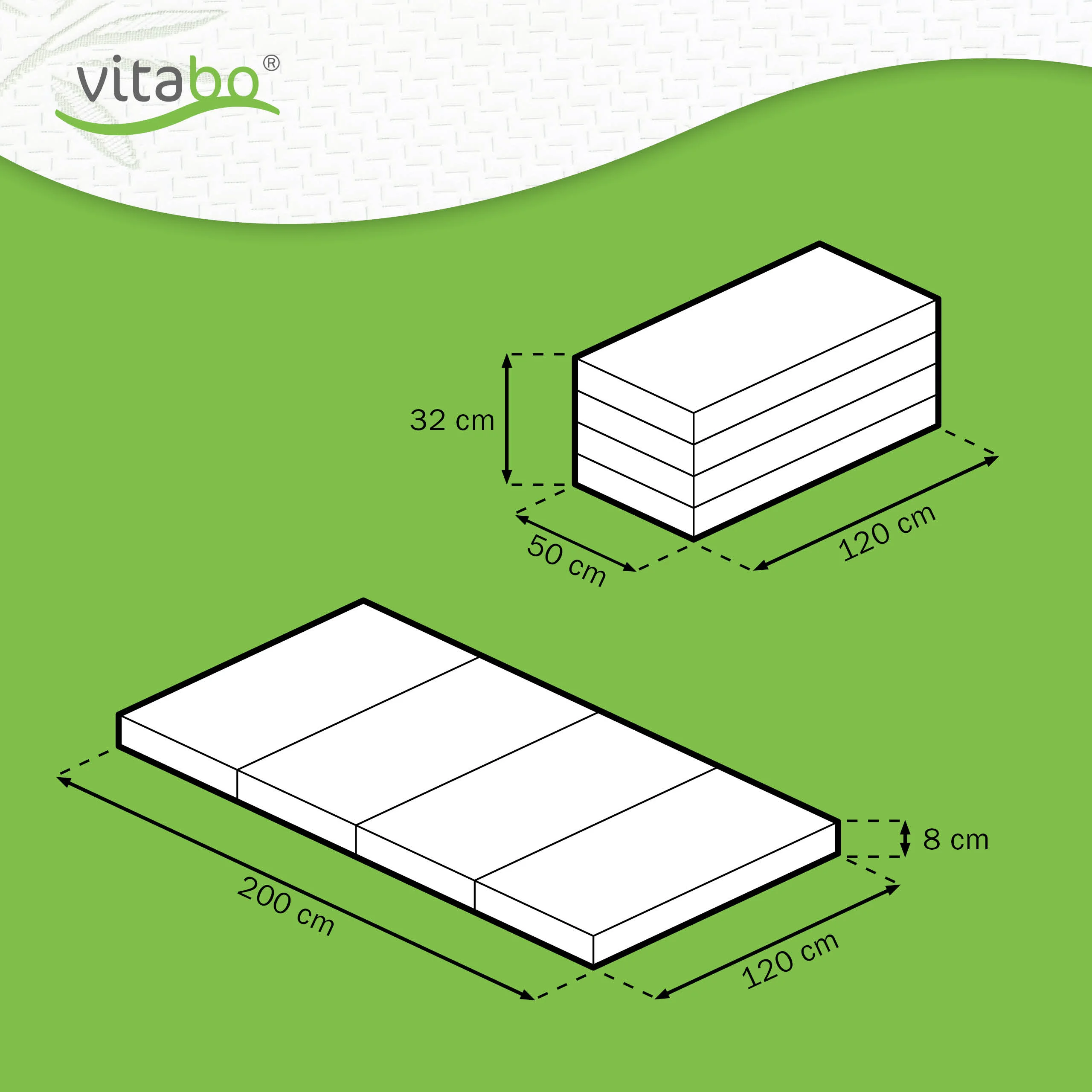 Materac składany z kapokiem, 120 cm szer., Basic