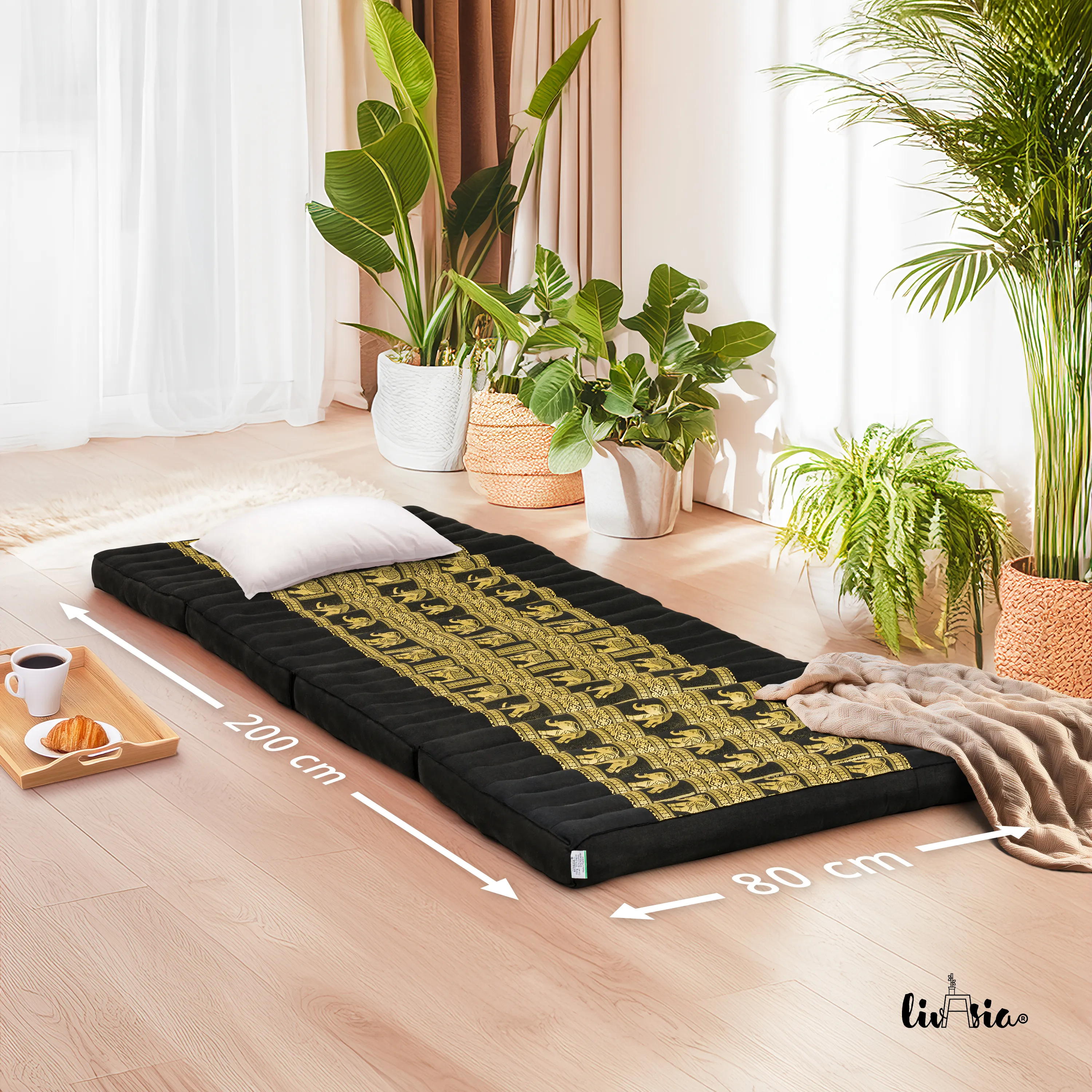 Materac składany z kapokiem, 80 cm szer., Deluxe