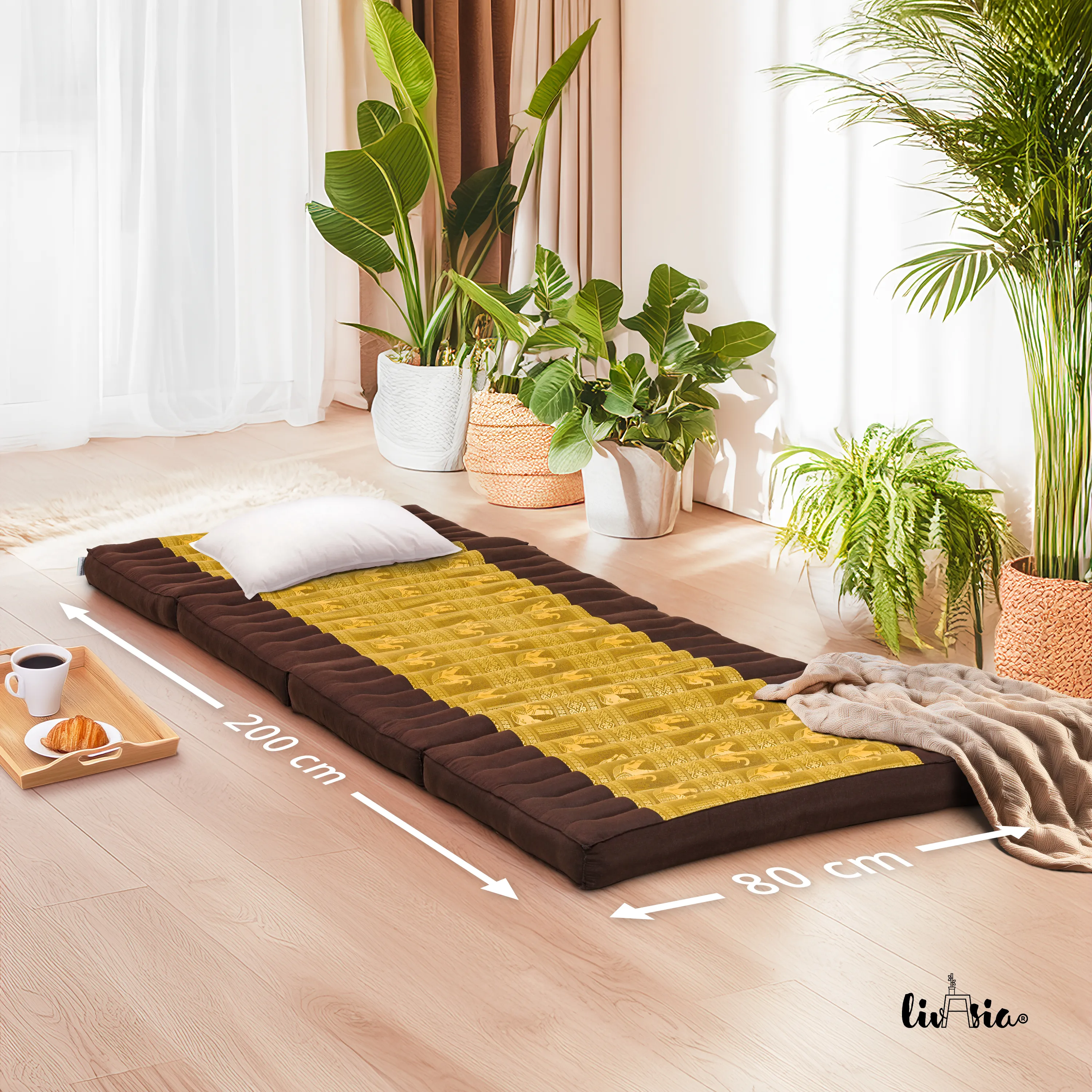 Materac składany z kapokiem, 80 cm szer., Deluxe
