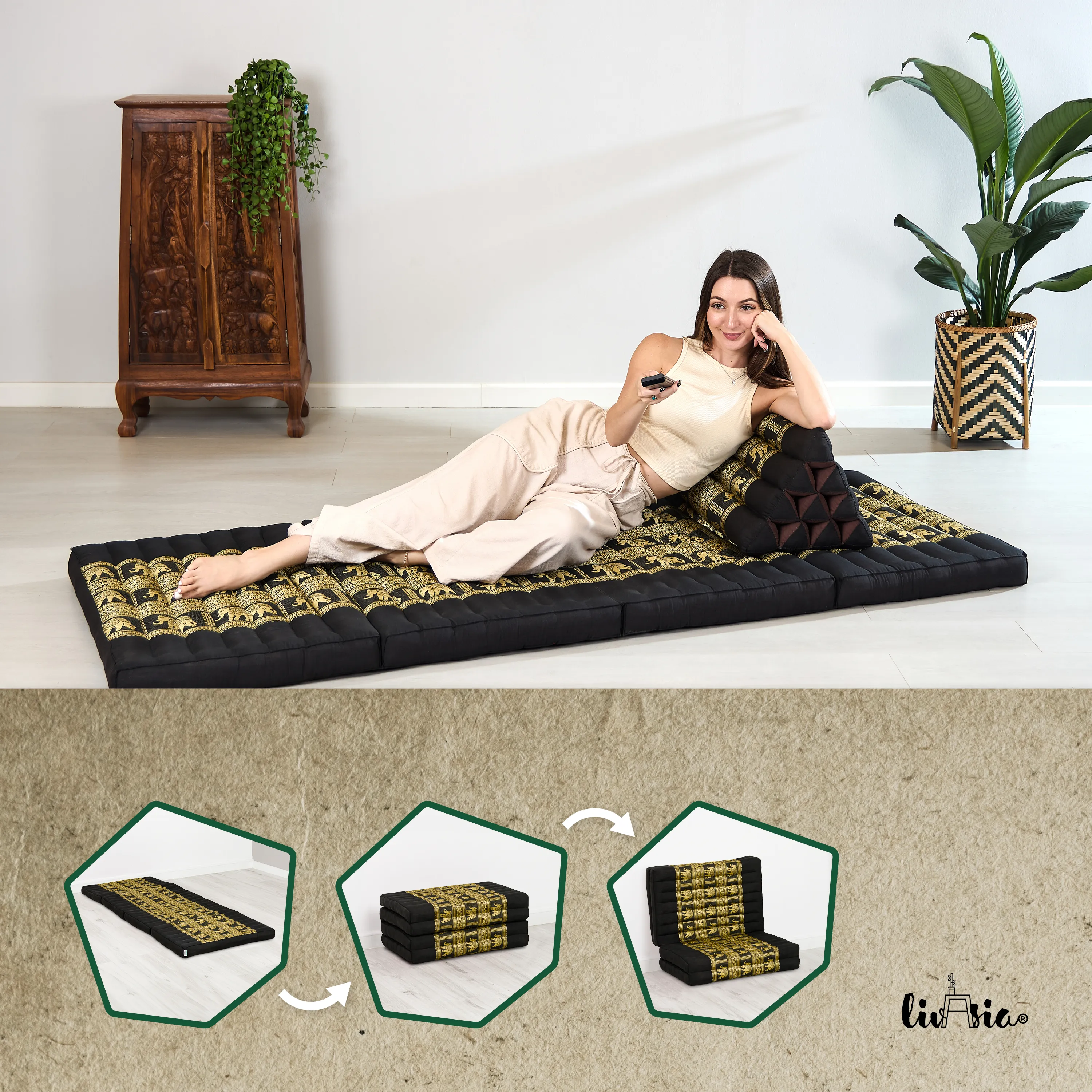 Materac składany z kapokiem, 80 cm szer., Deluxe